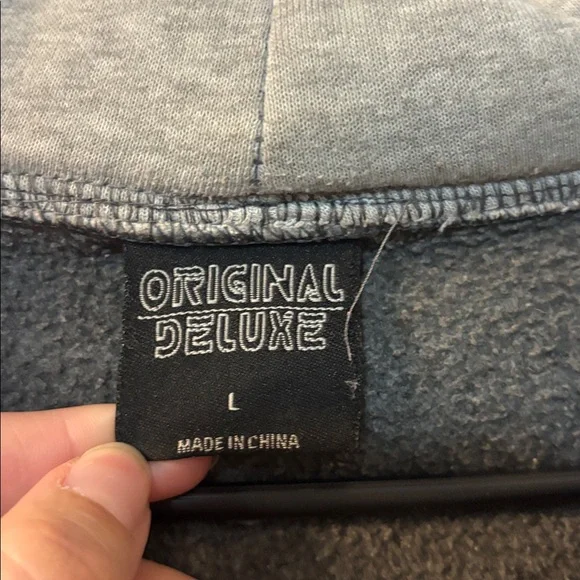 Original Deluxe Gray Hooded Sweatshirt with Black Label - Picture 4 of 7